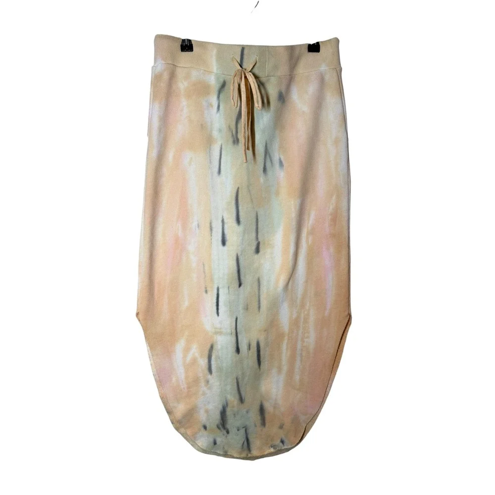 Young Fabulous & Broke Beige Tie-Dye Midi Skirt with Pastel Accents